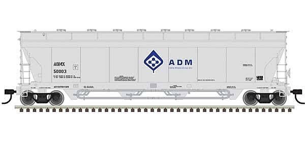 Pressureaide Centerflow Covered Hopper - Ready to Run - Master(R) -- ADM 50003 (gray, blue, Molecule), N, Atlas Model Railroad C