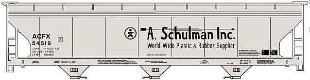 ACF 47′ 3-Bay Center-Flow Covered Hopper - Kit -- A. Schulman 54521 (gray, black), HO, Accurail Inc 81763