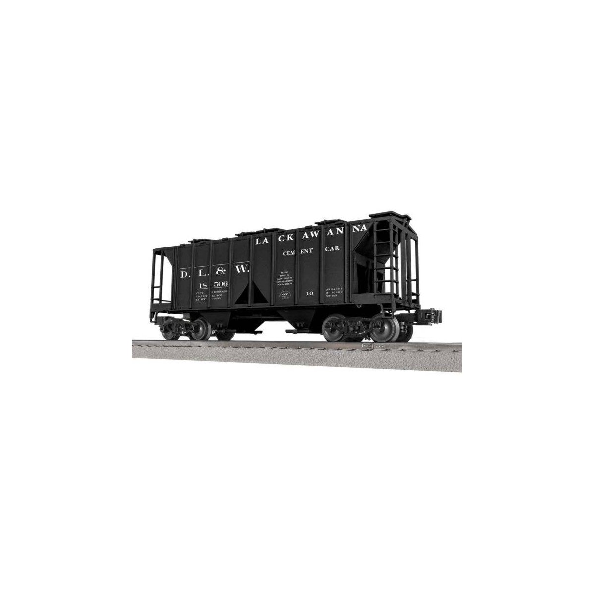 Class AC-2 2-Bay Covered Hopper - 3-Rail - Ready to Run -- Delaware, Lackawanna & Western 18506 (black, white), O, Lionel 254208