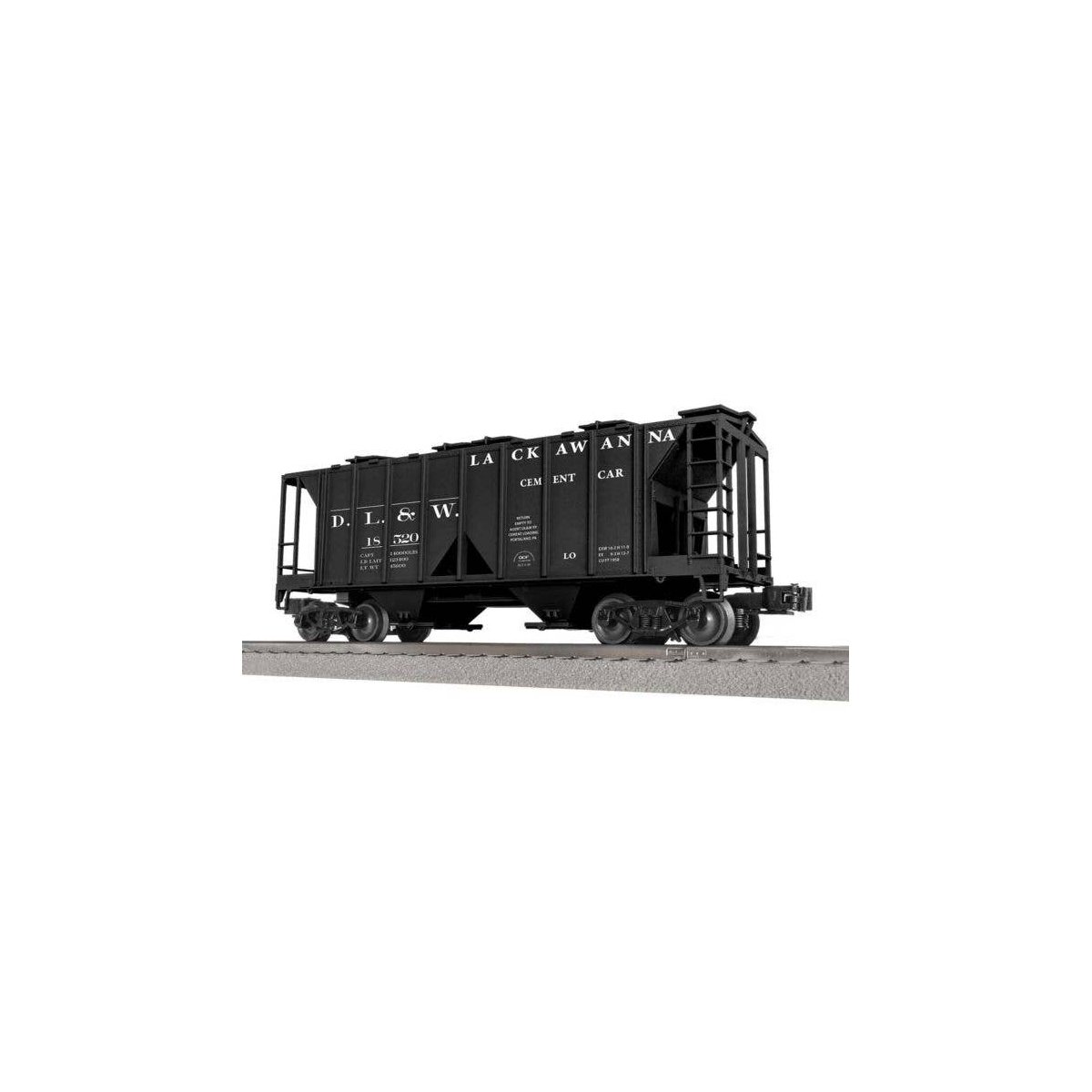 Class AC-2 2-Bay Covered Hopper - 3-Rail - Ready to Run -- Delaware, Lackawanna & Western 18520 (black, white), O, Lionel 254208