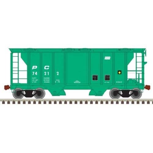 PS-2 2-Bay Covered Hopper - Ready to Run -- Penn Central 74212 (green, white), N, Trainman 50005894