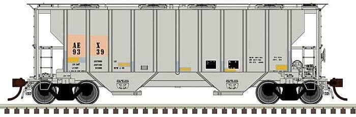 Portec 3000 2-Bay Covered Hopper - Ready to Run - Master(R) Plus -- The Andersons, Inc. AEX 9336 (gray, black), HO, Atlas Model 