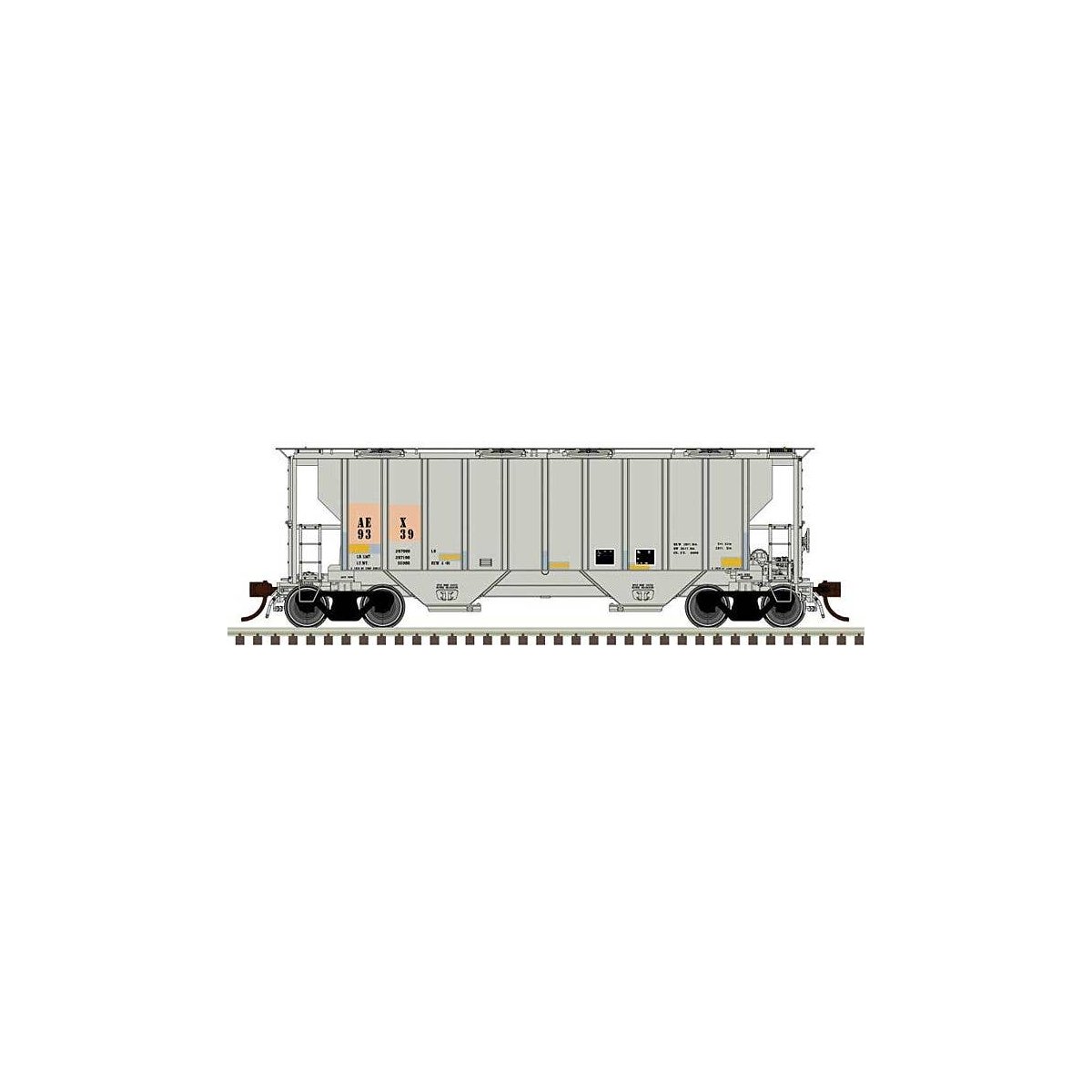 Portec 3000 2-Bay Covered Hopper - Ready to Run - Master(R) Plus -- The Andersons, Inc. AEX 9352 (gray, black), HO, Atlas Model 