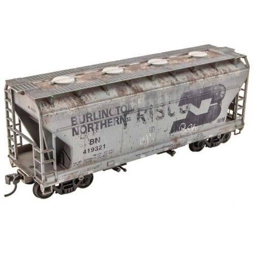 ACF 2-Bay Covered Hopper - Kit -- Burlington Northern 419321 (Weathered gray, black Graffiti), HO, Micro Trains Line 2200001