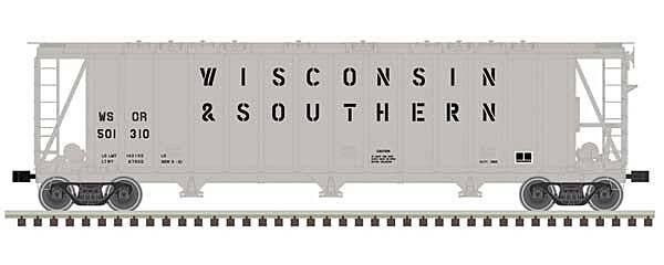 General American 3500 Dry-Flo 3-Bay Covered Hopper - Ready to Run -- Wisconsin Southern 501341 (gray, black), N, Atlas Model Rai