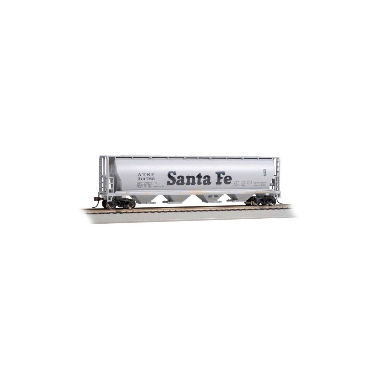 Canadian Cylindrical 4-Bay Grain Hopper - Ready to Run - Silver Series(R) -- Atchison, Topeka & Santa Fe, HO, Bachmann Industrie