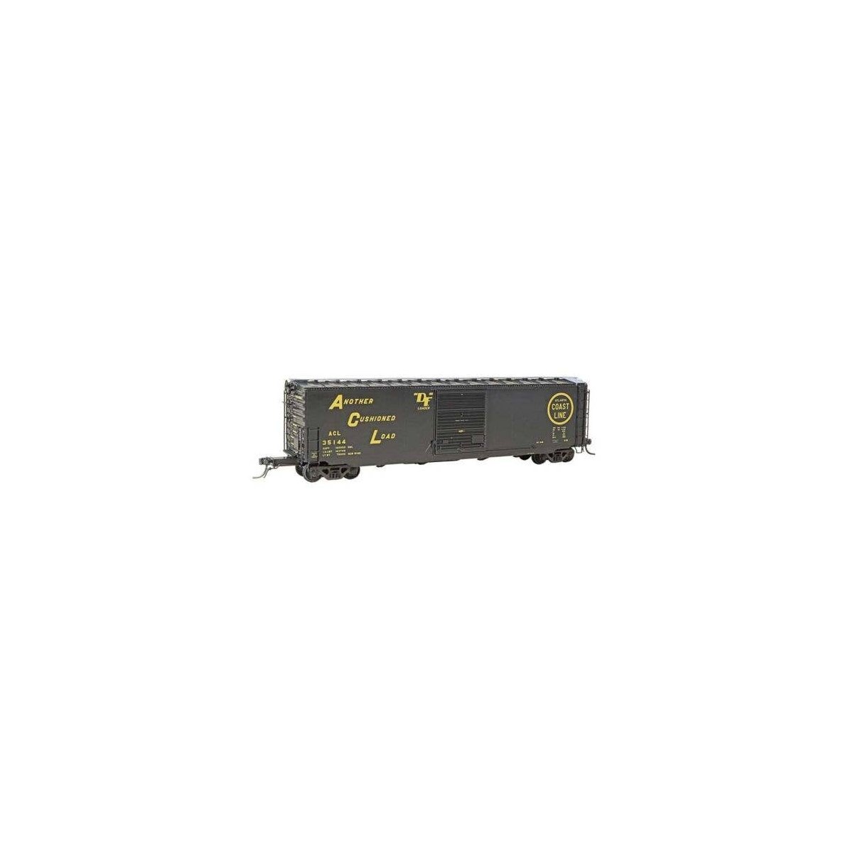 PS-1 50′ Boxcar - Ready to Run -- Atlantic Coast Line 35144 (As-Built 1962, black, yellow), HO, Kadee Quality Products 6423