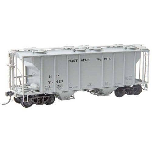 PS-2 2-Bay Covered Hopper - Ready to Run -- Northern Pacific 75423 (gray, black), HO, Kadee Quality Products 8051