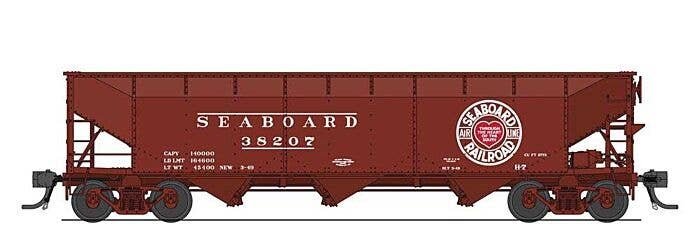 AAR 70-Ton 3-Bay Hopper w/Load - Ready to Run -- Seaboard Air Line 38256 (H-7, Boxcar Red, white, red, Heart Logo), HO, Broadway