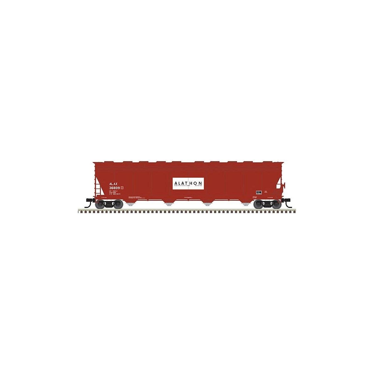 ACF 5701 Centerflow Plastics Hopper - Ready to Run - Master(R) -- Cain Chemicals ALAX 36809 (red, white), HO, Atlas Model Railro
