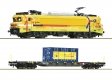 2 piece set: Electric locomotive 1756 with container carrier wagon, Strukton Rail, HO, Roco 7520117