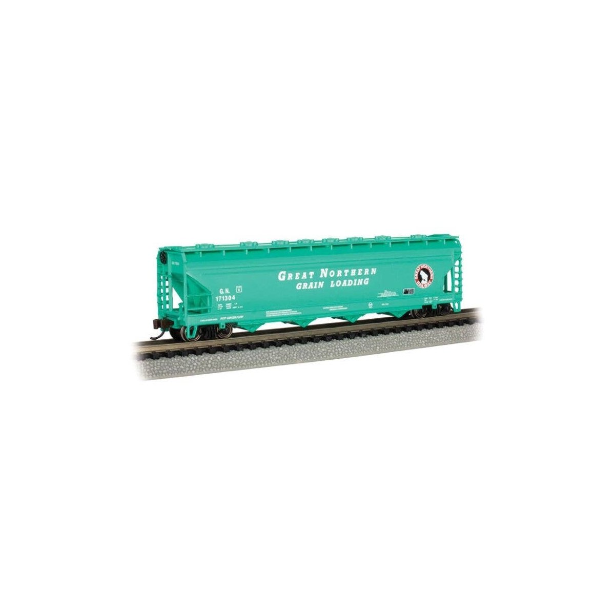 56′ 4-Bay Center-Flow Hopper - Ready to Run - Silver Series(R) -- Great Northern 27429 (Glacier Green), N, Bachmann Industries
