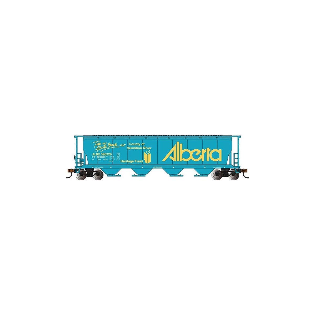 Canadian Cylindrical 4-Bay Grain Hopper - Ready to Run - Silver Series(R) -- Alberta (Vermillion River), N, Bachmann Industries 