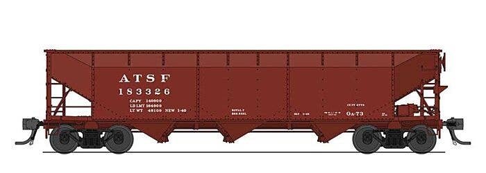 AAR 70-Ton 3-Bay Hopper w/Load - Ready to Run -- Santa Fe 183357 (GA-73, Boxcar Red), HO, Broadway Limited Imports 8102