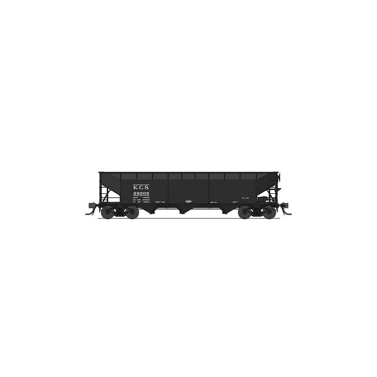 AAR 70-Ton 3-Bay Hopper w/Load - Ready to Run -- Kansas City Southern 29340 (black), HO, Broadway Limited Imports 8114