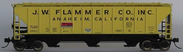 Pullman-Standard PS2-CD 4427 High-Side Covered Hopper - Ready to Run -- J.W. Flammer TLDX 1 (yellow, black, red), N, Trainworx I