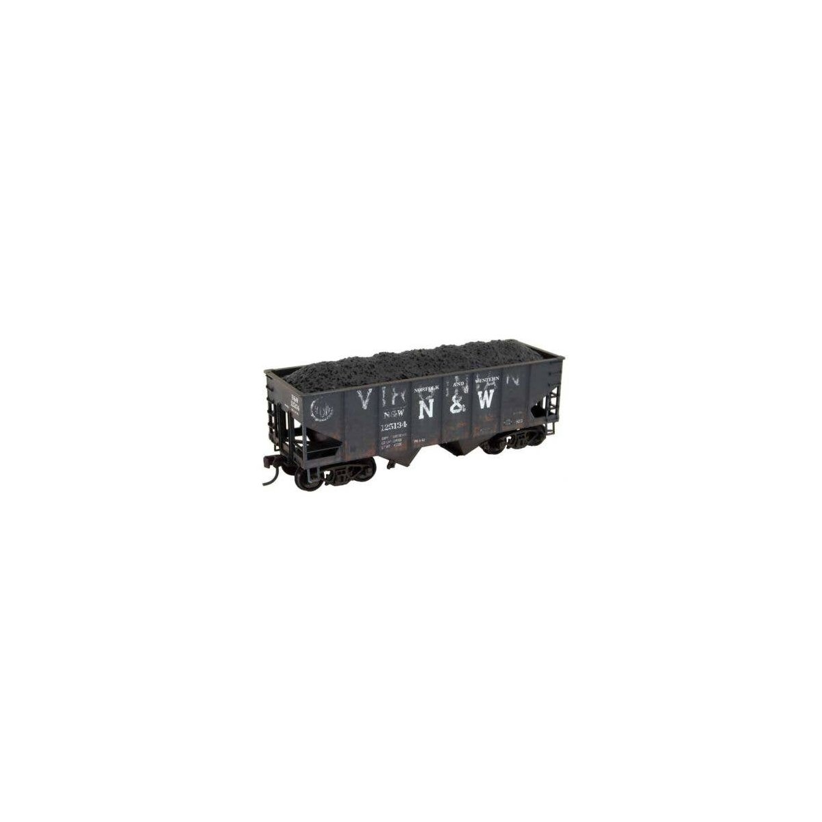 USRA 55-Ton 2-Bay Open Hopper - Kit -- Norfolk & Western 125134 (Heavily Weathered, ex-VGN, black), HO, Micro Trains Line 250000