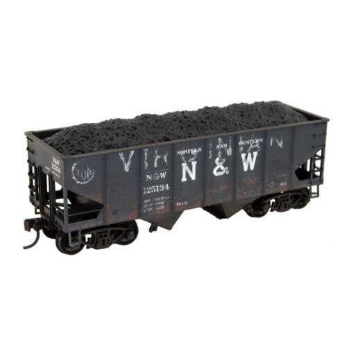 USRA 55-Ton 2-Bay Open Hopper - Kit -- Norfolk & Western 125134 (Heavily Weathered, ex-VGN, black), HO, Micro Trains Line 250000