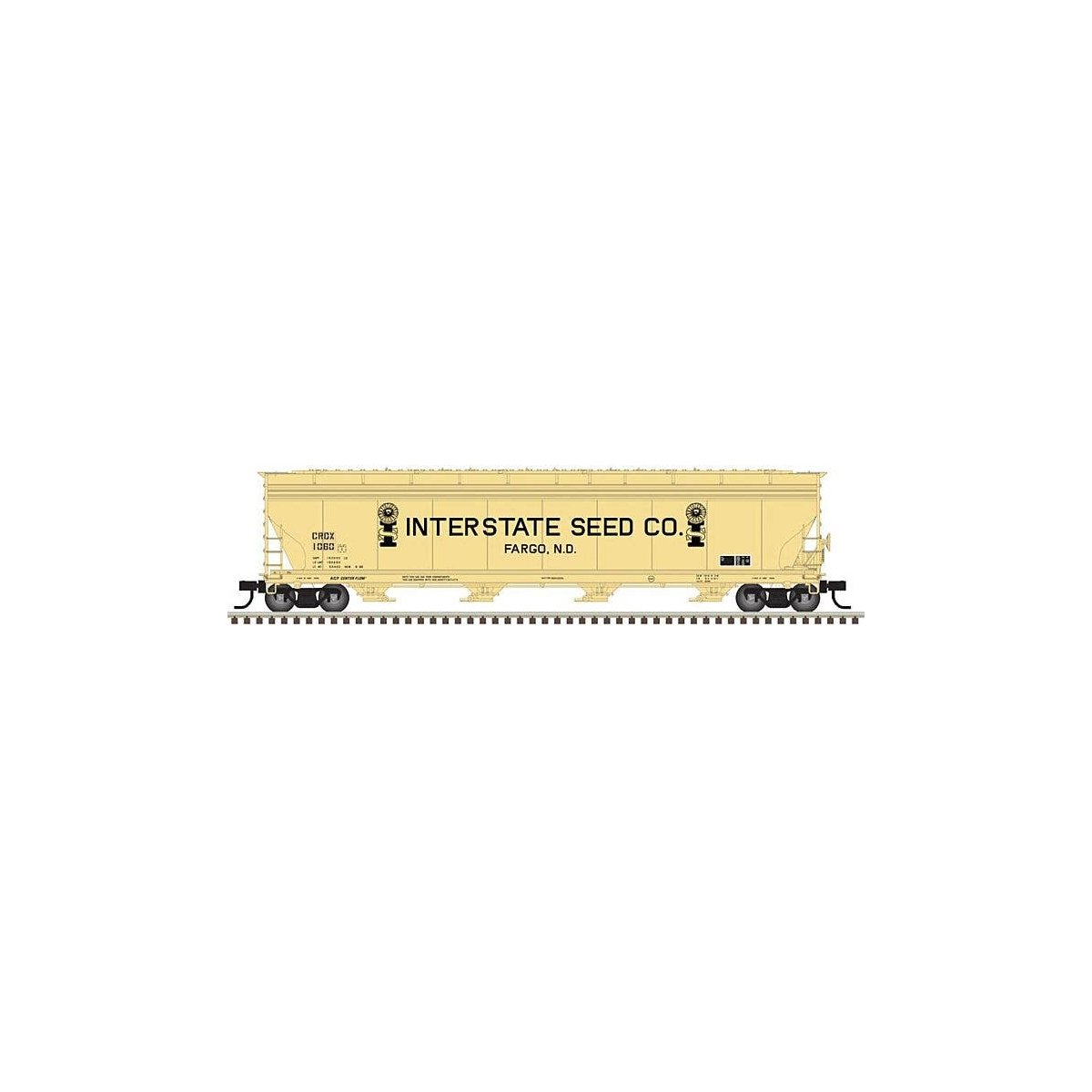 ACF 5701 Centerflow Grain Hopper - Ready to Run - Master(R) -- Interstate Seed Co. CRDX 1060 (yellow, black), HO, Atlas Model Ra