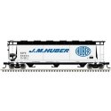 ACF 3-Bay Cylindrical Hopper - Ready to Run -- J.M. Huber 60257 (gray, black, blue), HO, Atlas Model Railroad Co. 20007178