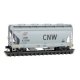 ACF 39′ 2-Bay Center-Flow Covered Hopper - Round Hatches - Ready to Run -- Chicago & North Western 437206 (gray, large CNW), N