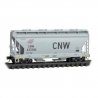 ACF 39′ 2-Bay Center-Flow Covered Hopper - Round Hatches - Ready to Run -- Chicago & North Western 437206 (gray, large CNW), N