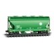 ACF 39′ 2-Bay Center-Flow Covered Hopper - Round Hatches - Ready to Run -- Burlington Northern Santa Fe 406414 (Cascade Green,