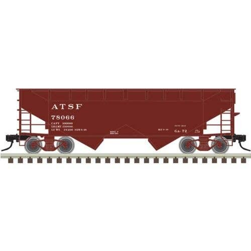 Offset-Side 2-Bay Open Hopper - Ready to Run -- Santa Fe 78066 (Oxide Red), HO, Trainman 20007439