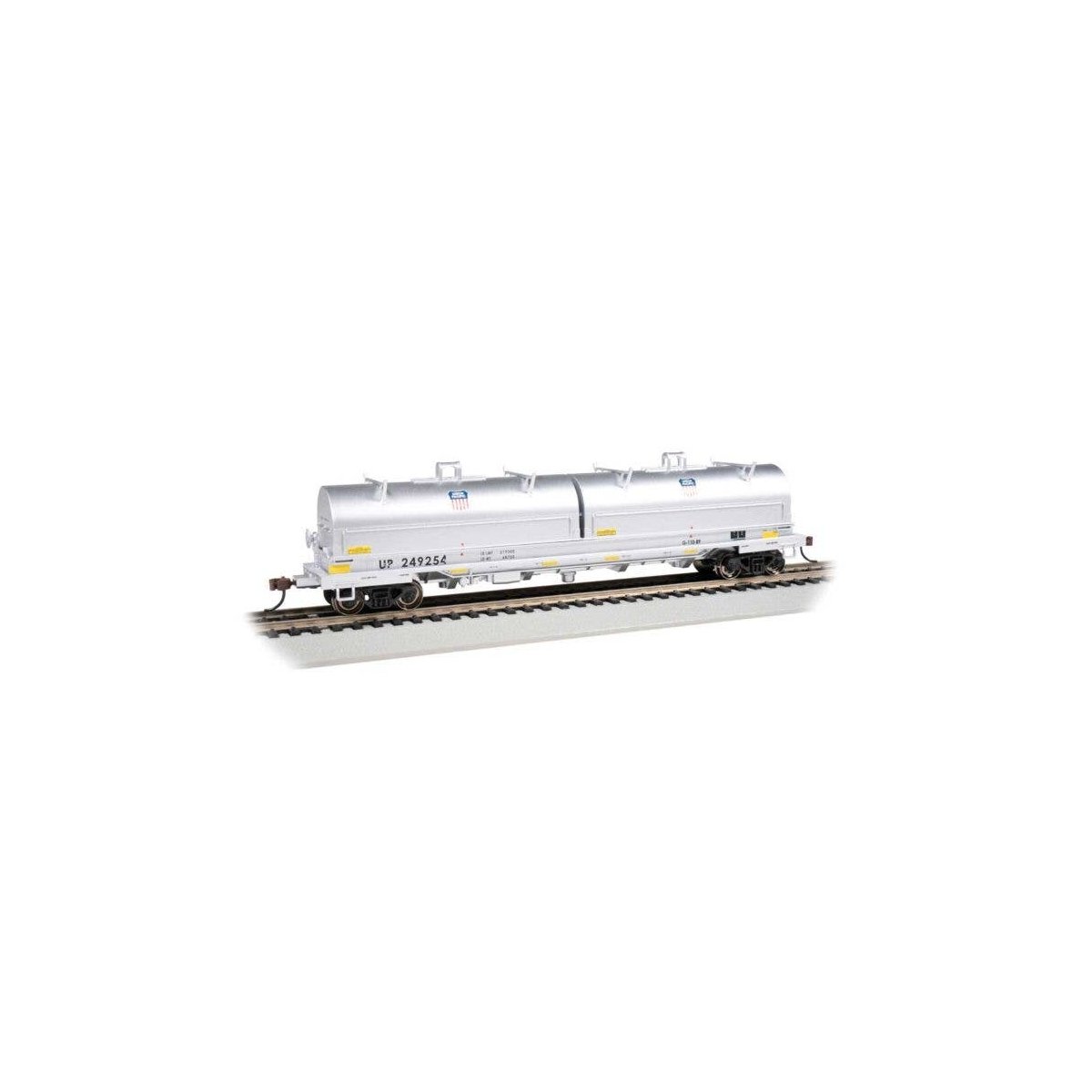 55′ Steel Steel Coil Car with Round Hoods - Ready to Run -- Union Pacific 249254 (gray Yello, HO, Bachmann Industries 71404