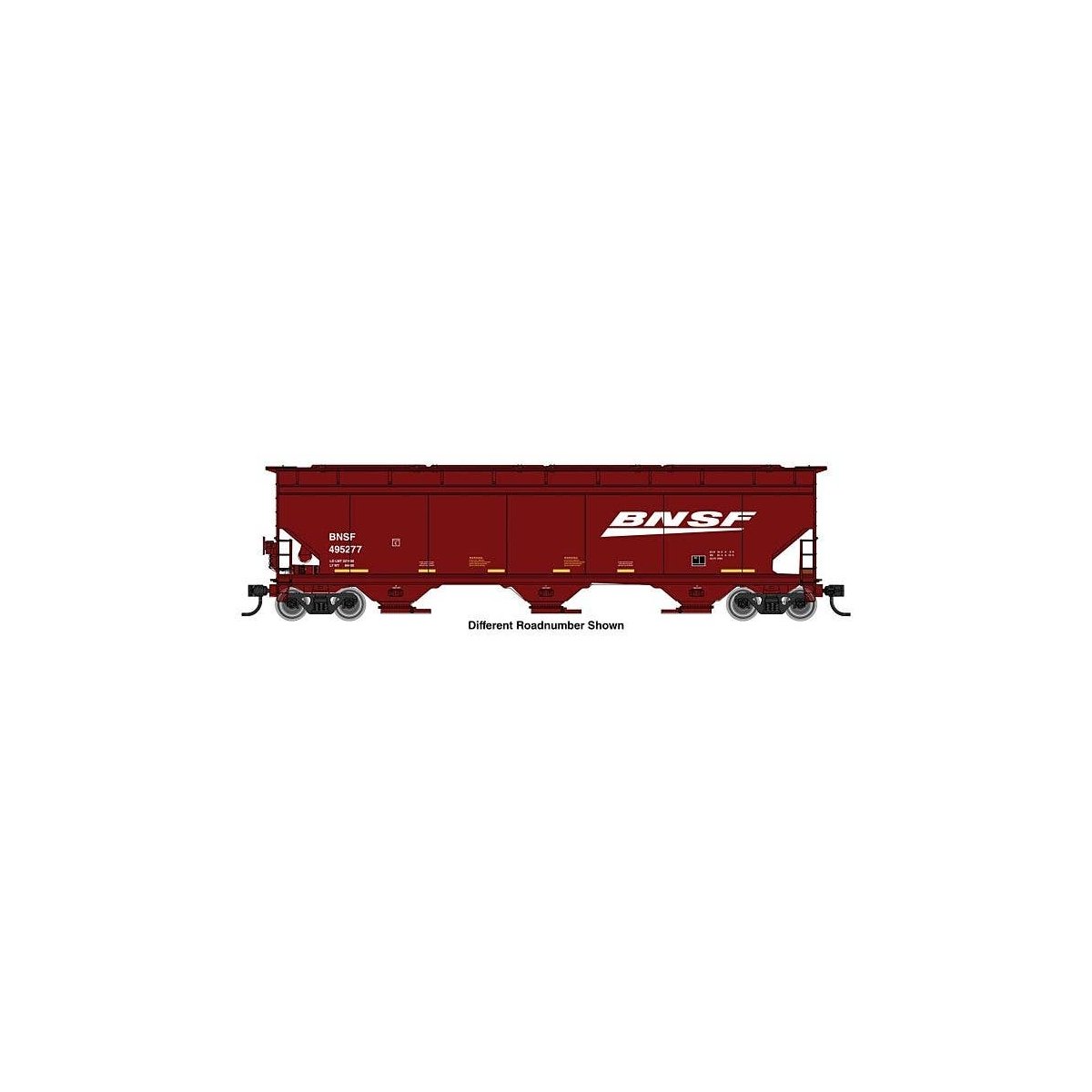 60′ NSC 5150 3-Bay Covered Hopper - Ready to Run -- BNSF Railway 495304, HO, WalthersMainline 7742