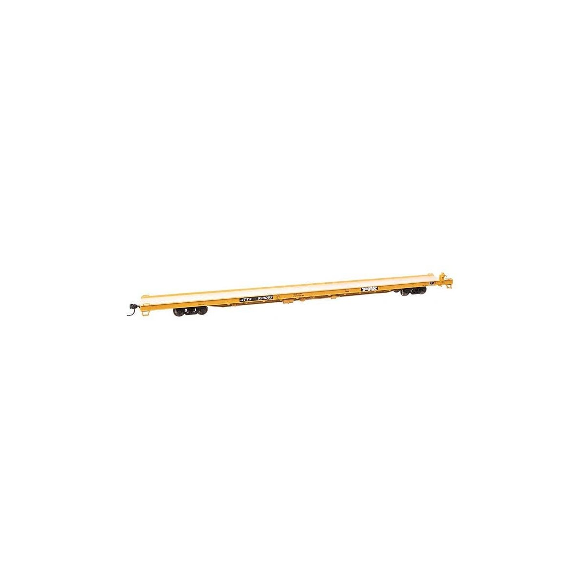 89′ Channel Side Flatcar - Ready to Run -- Trailer-Train JTTX 930093 (yellow, black General Serv, HO, WalthersMainline 5743