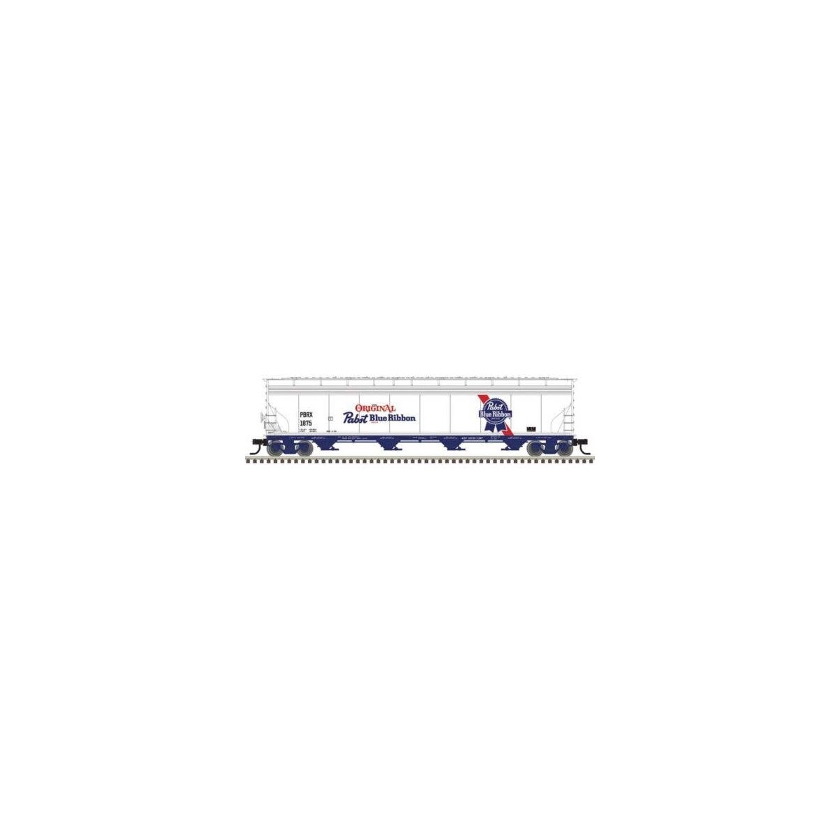 ACF 5748 4-Bay Covered Hopper - Ready to Run - Master(R) -- Pabst Blue Ribbon 1875 (silver, blue, red, white), HO, Atlas Model R