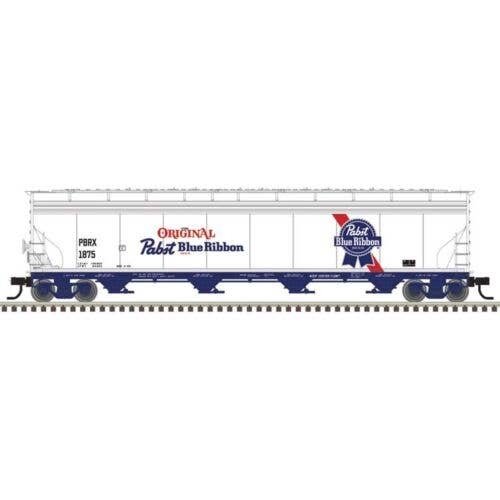 ACF 5748 4-Bay Covered Hopper - Ready to Run - Master(R) -- Pabst Blue Ribbon 1875 (silver, blue, red, white), HO, Atlas Model R