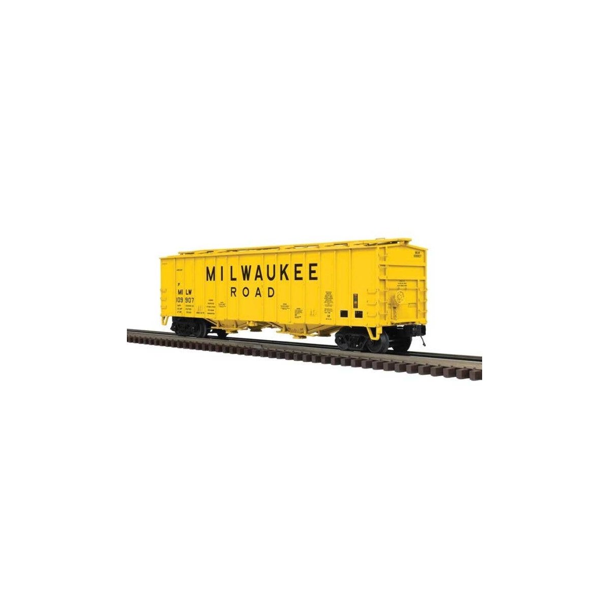 50′ Airslide Covered Hopper - 2-Rail - Ready to Run - Premier -- Milwaukee Road (yellow, black), O, Atlas O 3002782