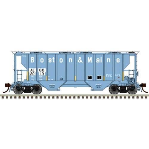 Portec 3000 2-Bay Covered Hopper - Ready to Run - Master(R) -- ATEL Leasing AEQX 3017 (Ex-B&M, blue, white, black, yellow conspi