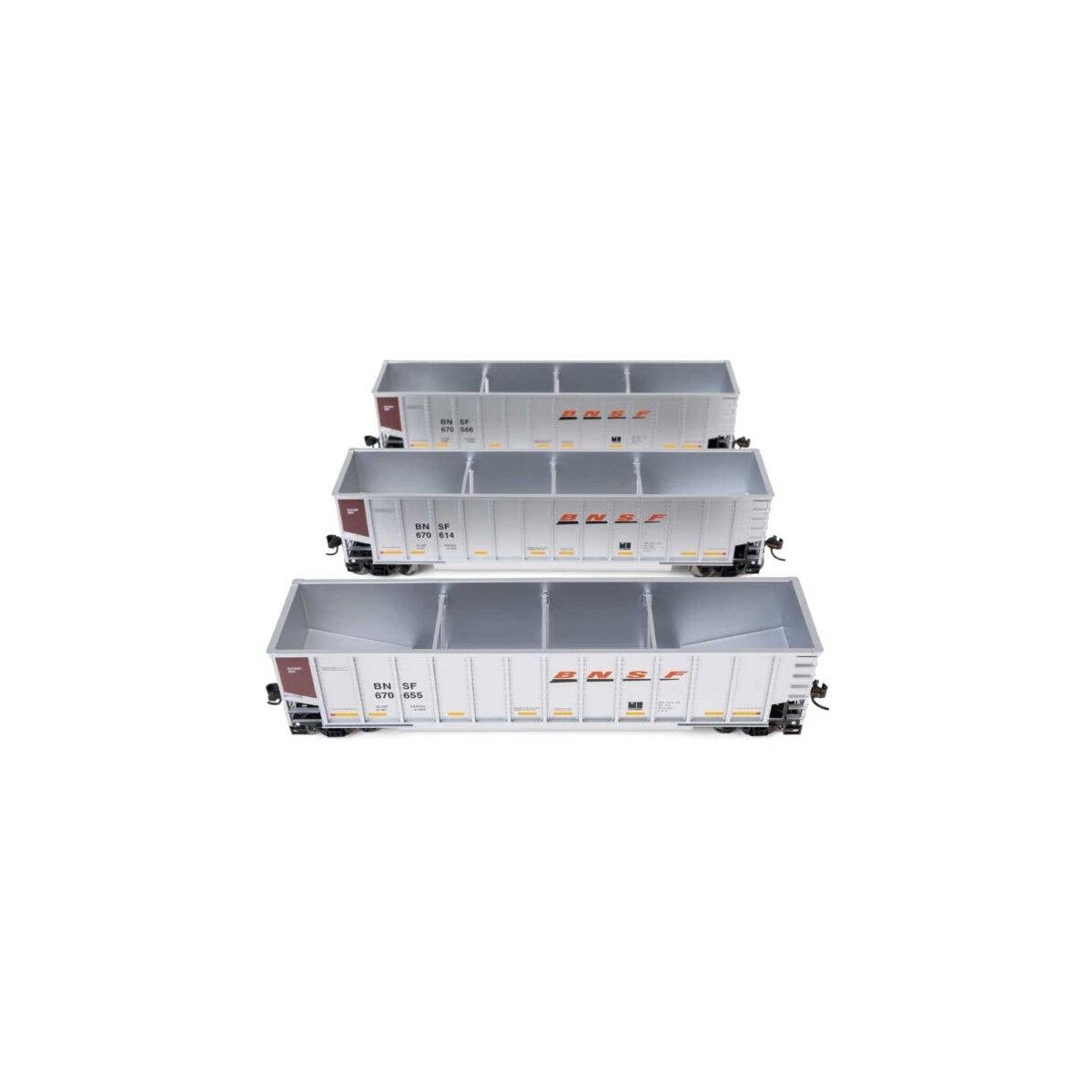 50′ Bethgon Coalporter Gondola 3-Pack - Ready to Run -- BNSF 670566, 670614, 670655, HO, WalthersMainline 55909