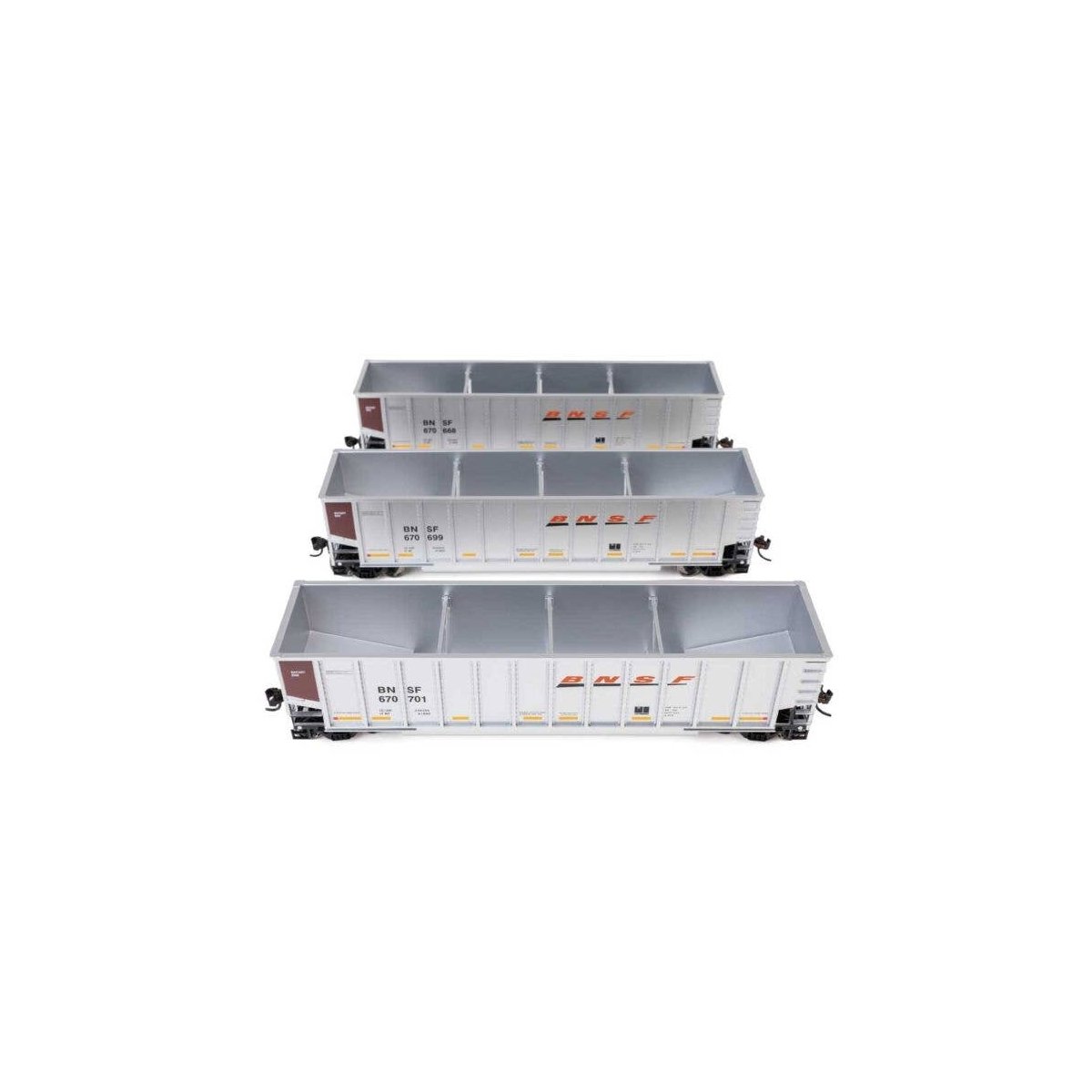 50′ Bethgon Coalporter Gondola 3-Pack - Ready to Run -- BNSF 670668, 670699, 670701, HO, WalthersMainline 55910