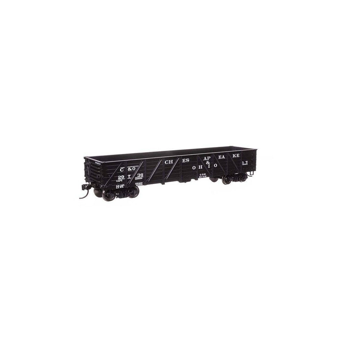 40′ 50-Ton Drop Bottom Gondola - Ready to Run -- Chesapeake & Ohio 29736, HO, WalthersMainline 56108