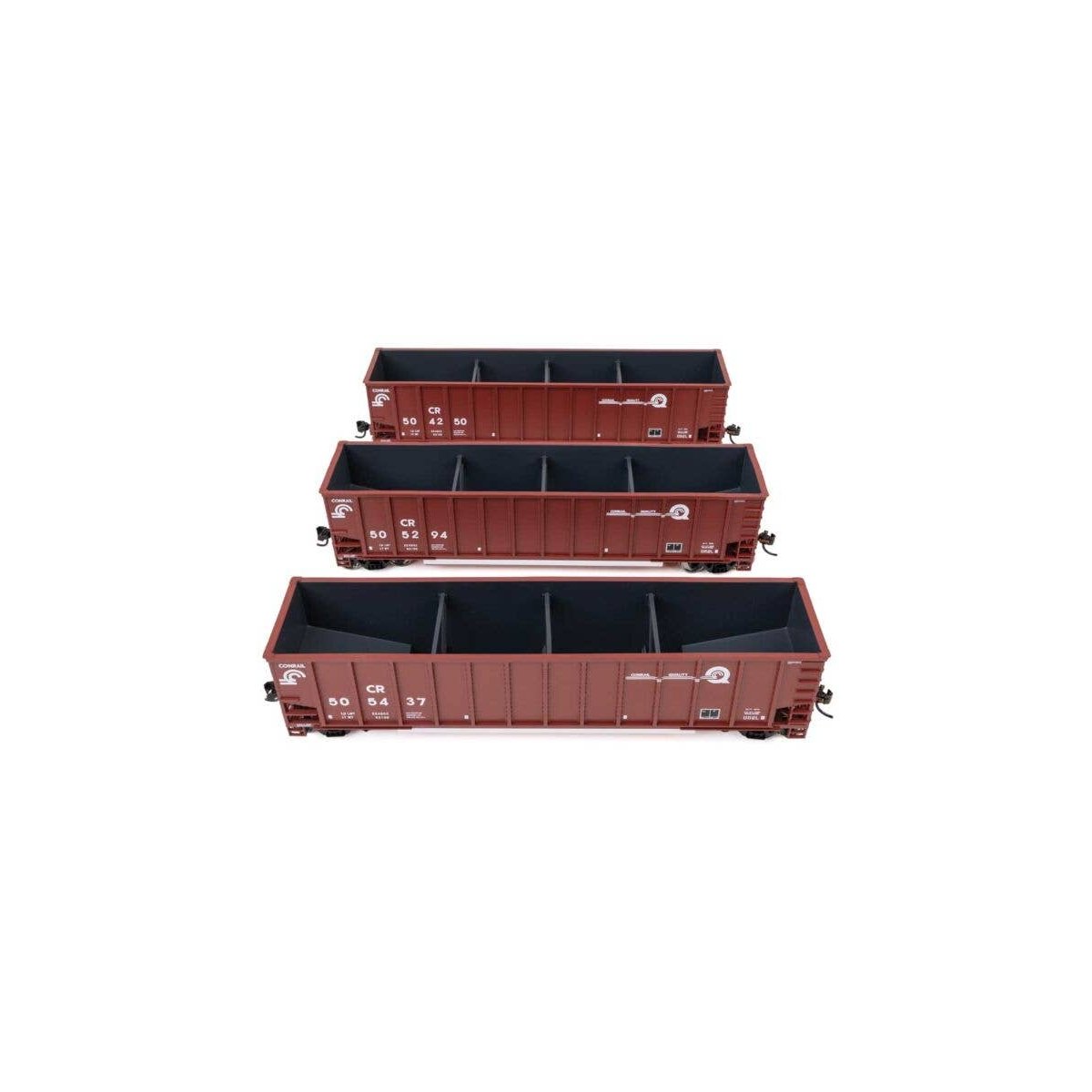 50′ Bethgon Coalporter Gondola 3-Pack - Ready to Run -- Conrail 504250, 505294, 505437, HO, WalthersMainline 55915