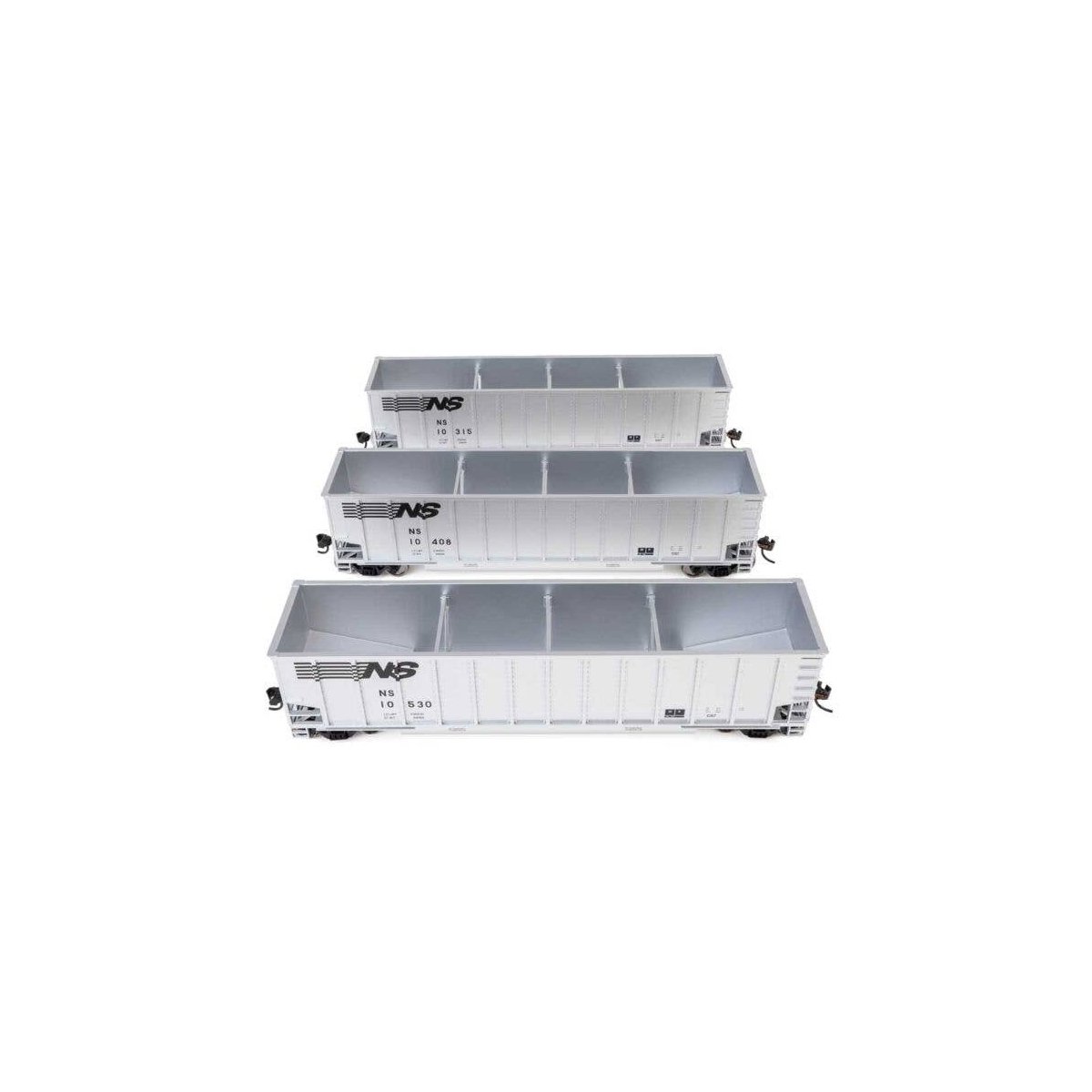 50′ Bethgon Coalporter Gondola 3-Pack - Ready to Run -- Norfolk Southern 10315, 10408, 10530, HO, WalthersMainline 55917