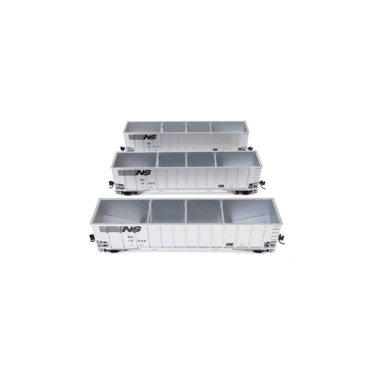 50′ Bethgon Coalporter Gondola 3-Pack - Ready to Run -- Norfolk Southern 10317, 10428, 10544, HO, WalthersMainline 55918