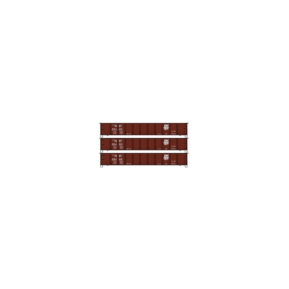AAR 41′ Steel Gondola 3-Pack - Kit -- New Haven 58129, 58163, 58194 (Boxcar Red, Script Logo), HO, Accurail Inc 37674