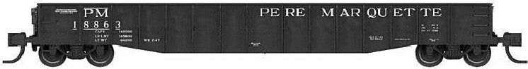52`6` 15-Panel Mill Gondola - Lightly Dented Sides - Ready to Run -- Pere Marquette 18932 (black, w, N, Bluford Shops 52161