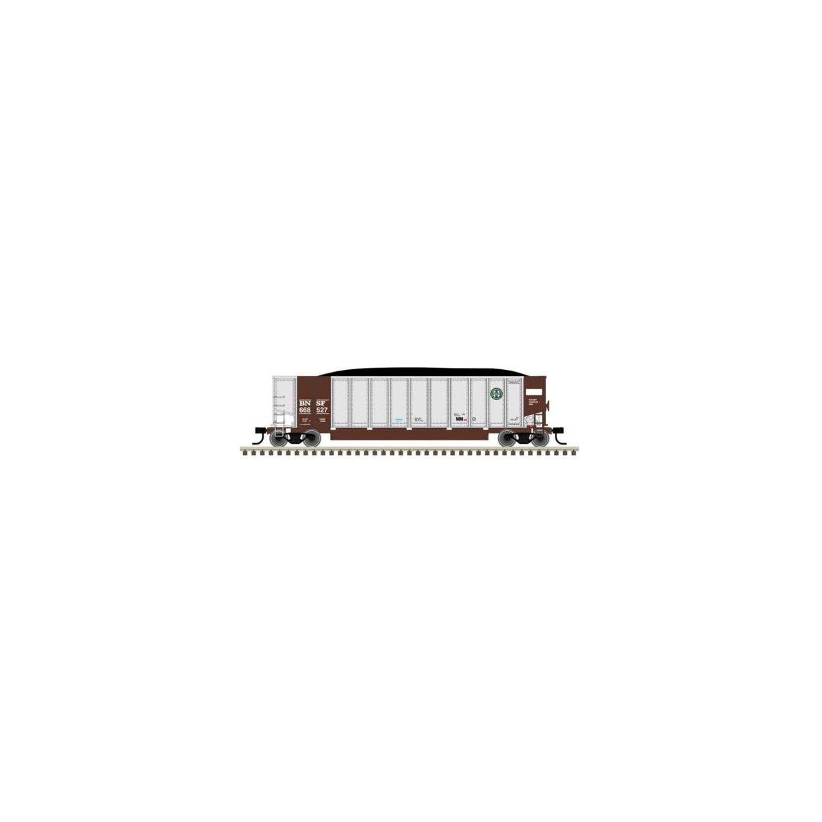 Aluminum Coal Gondola - Ready to Run -- BNSF Railway 668527 (aluminum, Boxcar Red, Circle/Cross Logo, HO, Trainman 20007706