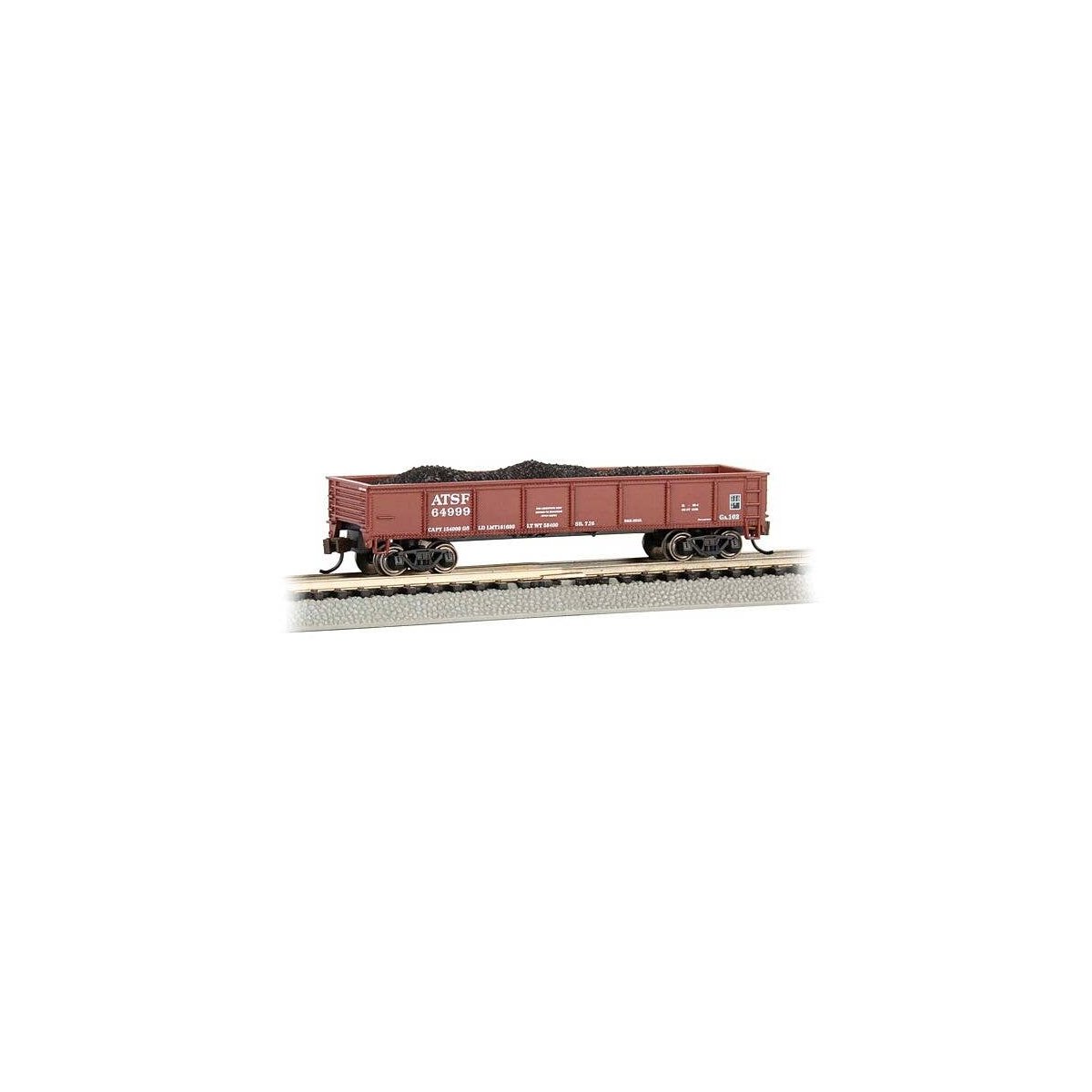 40′ Steel Gondola with Load - Ready to Run -- Atchison, Topeka & Santa Fe 64999 (Oxide Red), N, Bachmann Industries 17251