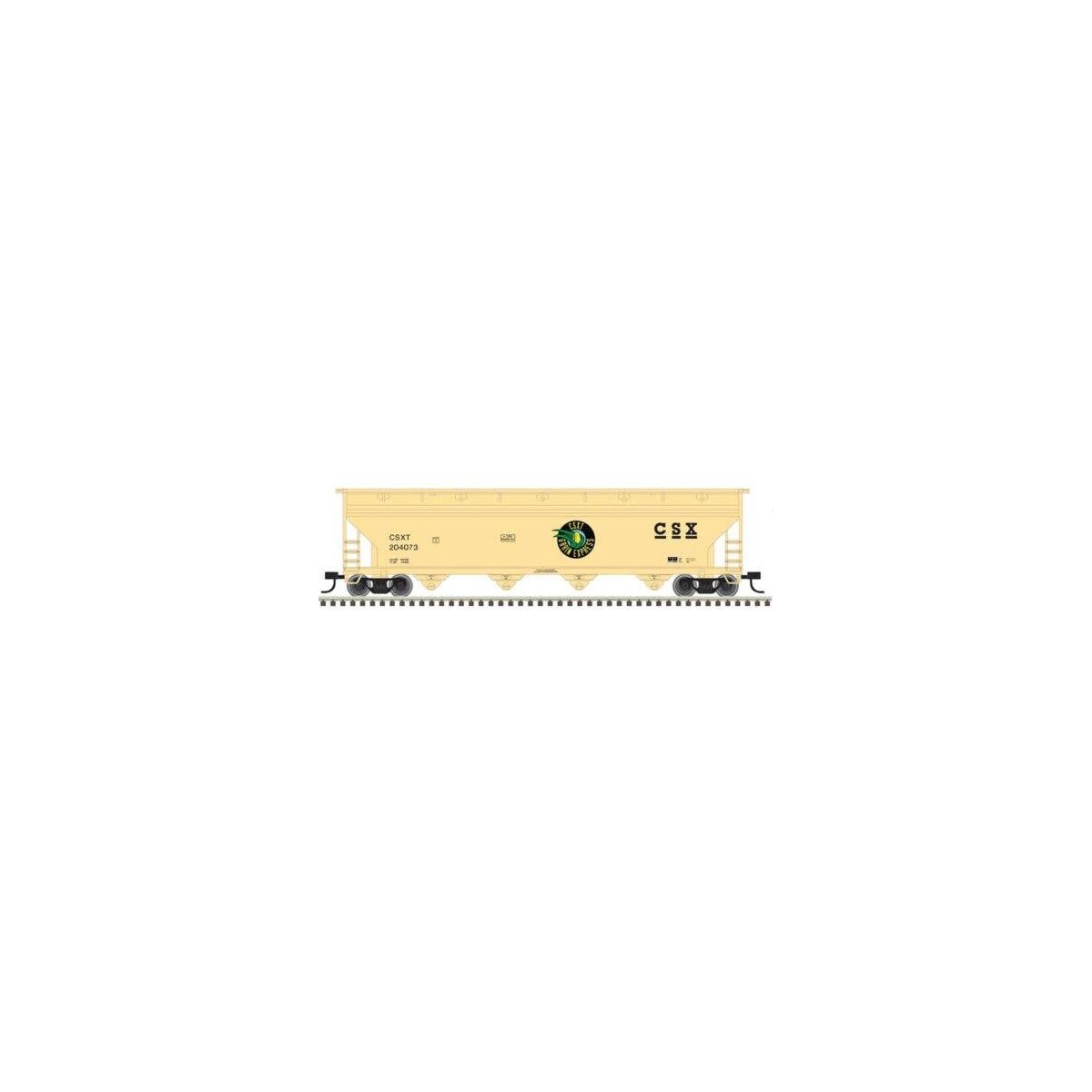ACF 5250 4-Bay Centerflow Hopper - Ready to Run -- CSX 201566 (Grain Express, beige, black, green), N, Trainman 50007108