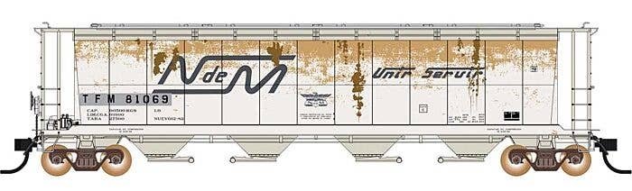 59′ 4-Bay Cylindrical Covered Hopper - Trough Hatch Version - Ready to Run -- Transportacion Ferroviaria de Mexico TFM, (Ex-Nd