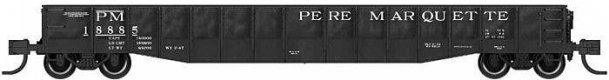 52`6` 15-Panel Mill Gondola - Medium Dented Sides - Ready to Run -- Pere Marquette 18901 (black, wh, N, Bluford Shops 52165