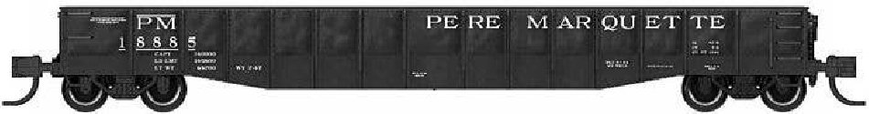 52`6` 15-Panel Mill Gondola - Medium Dented Sides - Ready to Run -- Pere Marquette 18901 (black, wh, N, Bluford Shops 52165