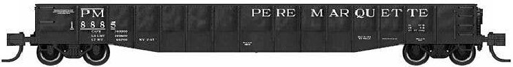 52`6` 15-Panel Mill Gondola - Medium Dented Sides - Ready to Run -- Pere Marquette 18901 (black, wh, N, Bluford Shops 52165